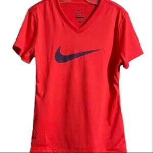 Nike Dri Fit Girls Red Tee Shirt Size Small